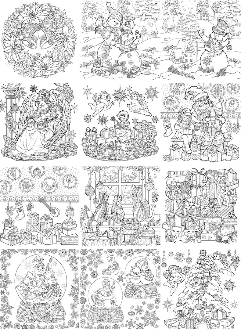 Magical Winter Coloring Book Relaxtion Stress Relief Kill Time Christmas and Winter Theme Graffiti Painting Drawing Book