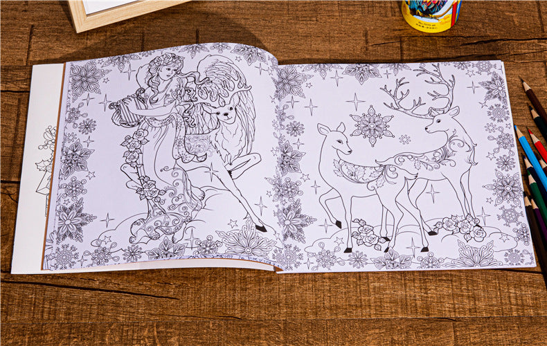 Magical Winter Coloring Book Relaxtion Stress Relief Kill Time Christmas and Winter Theme Graffiti Painting Drawing Book