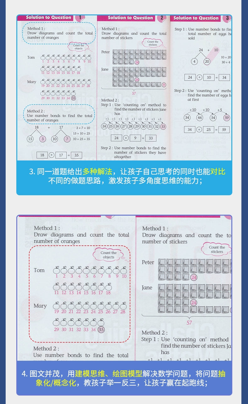 New 6 Pcs/Set 101 Challenging Maths Word Problems Books Singapore Primary School Grade 1-6 Math Practice Book