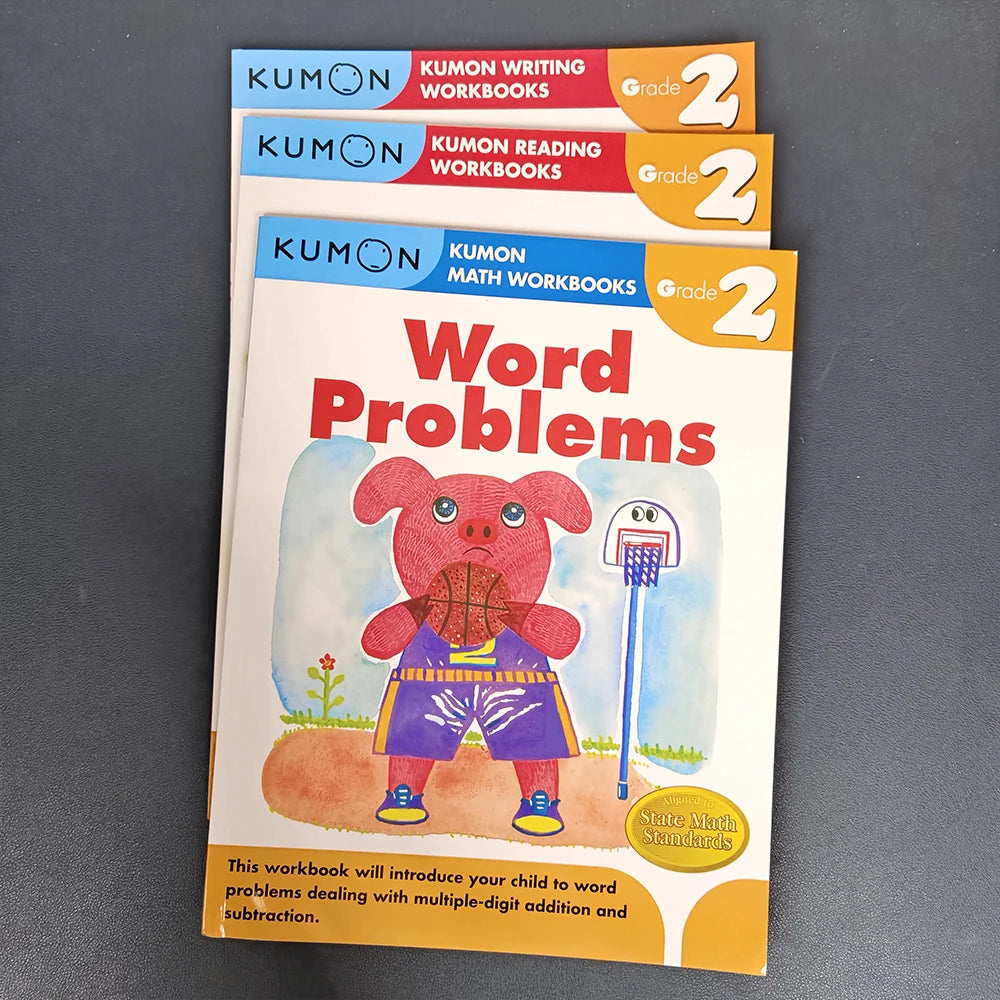 3 Book Kumon Math Workbooks in English Workbook Application Questions For Grade 1-6