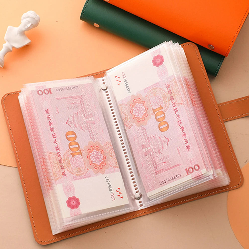 Saving Money Book 50 Sheets 18.5cmX12.5cm Waterproof PU Leather
