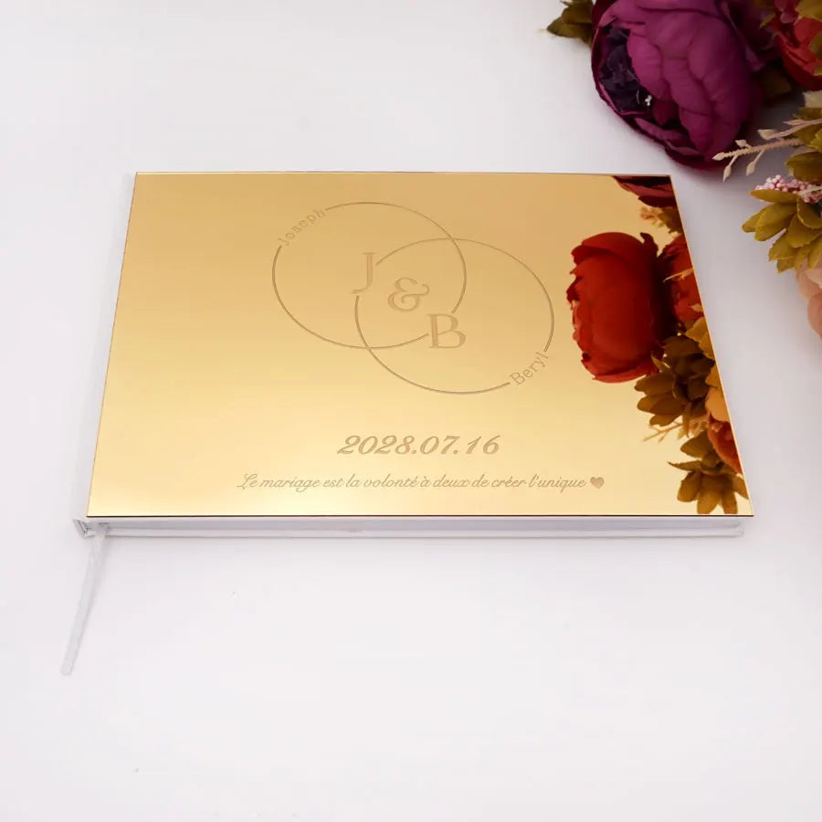 25x18cm Different Styles Personalized Unique Wedding Signature Guest Book Acrylic Mirror Cover Horizontal Book For Party Decor