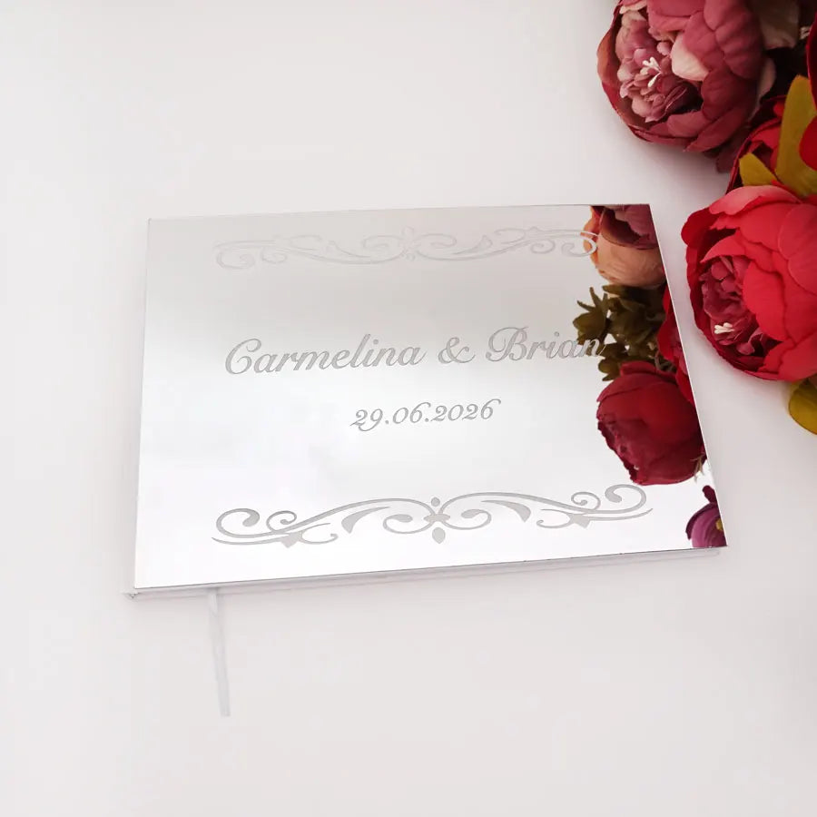25x18cm Different Styles Personalized Unique Wedding Signature Guest Book Acrylic Mirror Cover Horizontal Book For Party Decor