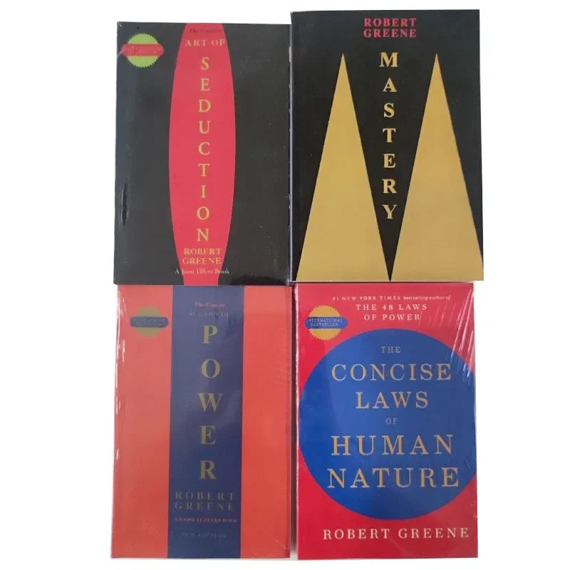 4 Books Set By Robert Greene The Concise 48 Laws Of Power; The Concise Laws of Human Nature; The Art of Seduction & Mastery: War
