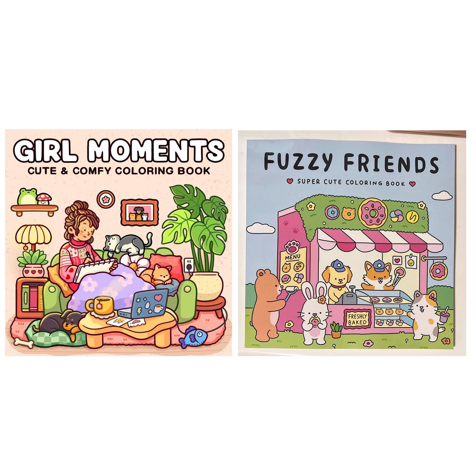 1/2Pcs Interesting Graffiti Coloring Book for Adults and Teens Featuring Adorable Creatures in Cozy Hygge Moments for Relaxation