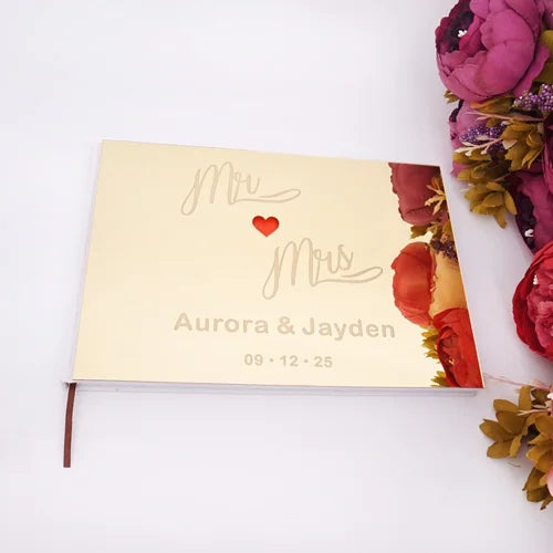 25x18cm Different Styles Personalized Unique Wedding Signature Guest Book Acrylic Mirror Cover Horizontal Book For Party Decor
