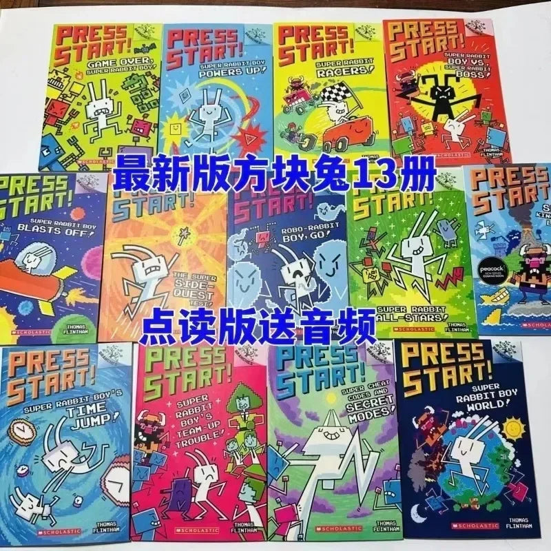 New 14 Books/set English Press Start!Super Rabbit Boy Reading Edition Scholastic Branches Children Cartoon for Kid Books