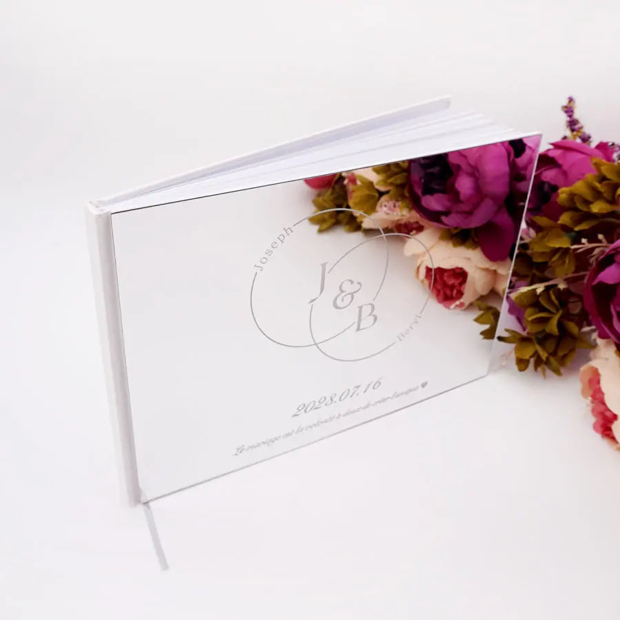 25x18cm Different Styles Personalized Unique Wedding Signature Guest Book Acrylic Mirror Cover Horizontal Book For Party Decor