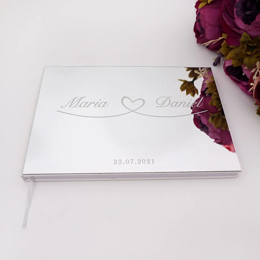 25x18cm Different Styles Personalized Unique Wedding Signature Guest Book Acrylic Mirror Cover Horizontal Book For Party Decor