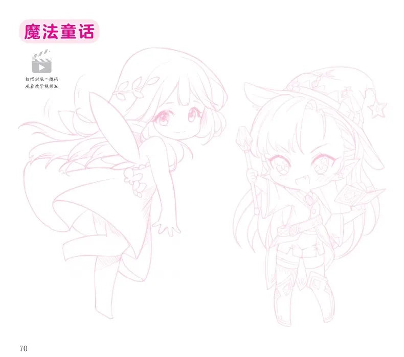 Q-version Comic Tomb Drawing Exercise Book Basic Introduction+Human Dynamics Children's Pencil Drawing Copy Coloring Album Book