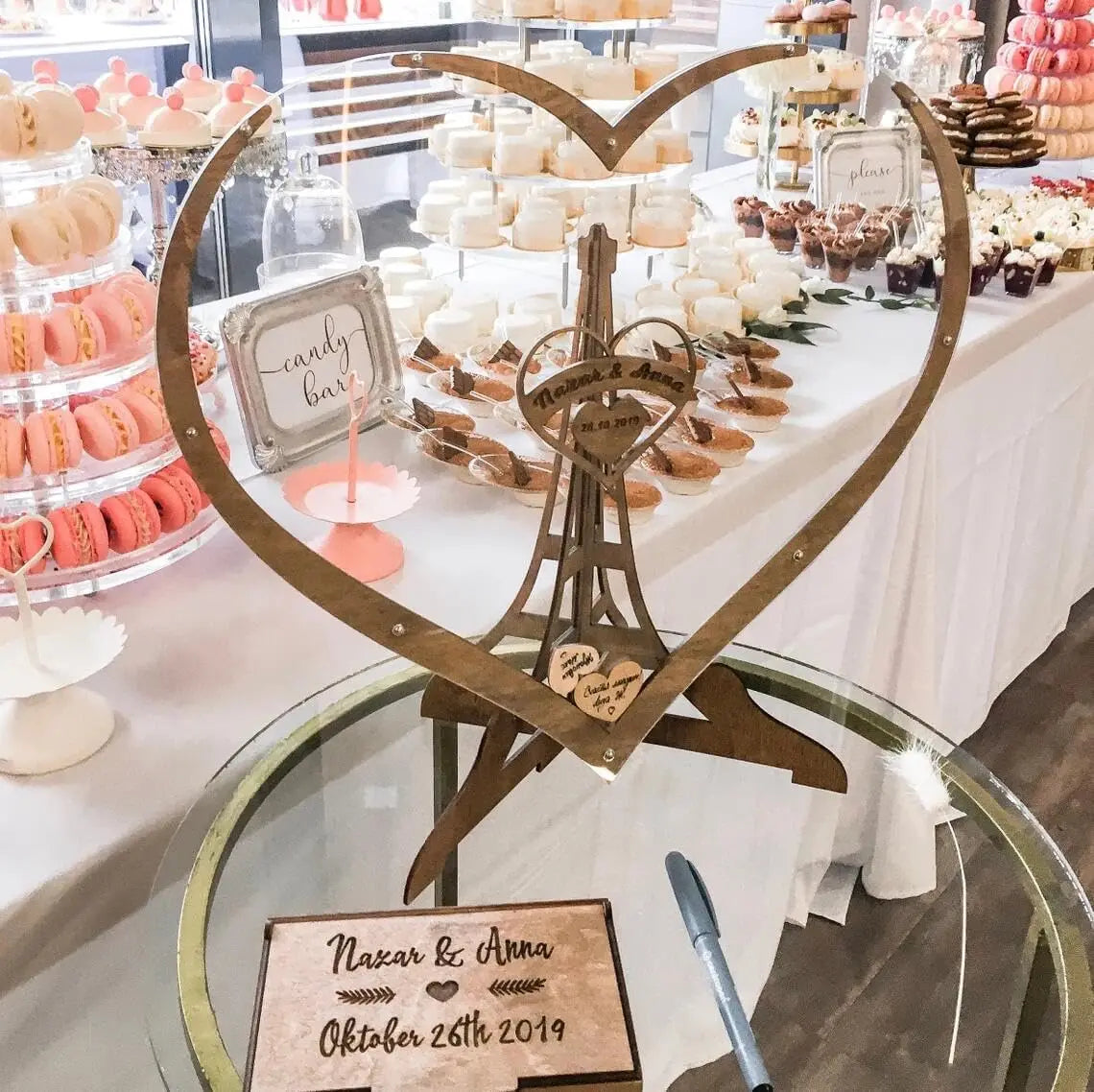 Custom Acrylic Wedding Guest Book Wooden Drop Heart Message Book Sign, Alternative Anniversary Valentine's Day Wedding Deco