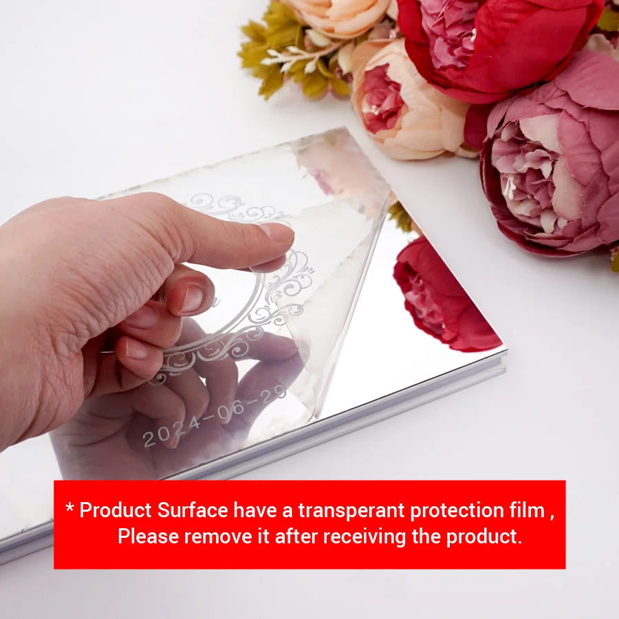 25x18cm Different Styles Personalized Unique Wedding Signature Guest Book Acrylic Mirror Cover Horizontal Book For Party Decor