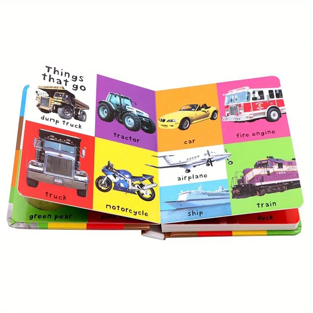 First 100 English Words Cardboard Book Language Learning Aids Vocabulary Building Bedtime Reading Learn to Read for Preschool