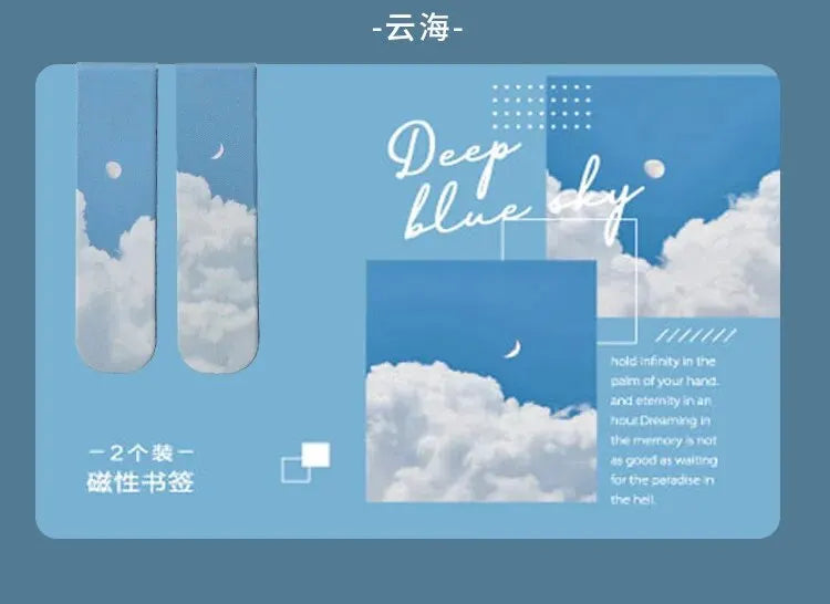 2Pcs/Set Creative Scenic Magnetic Bookmark Student Decorative Book Holder Reading Accessory Student School Home Office Supplies