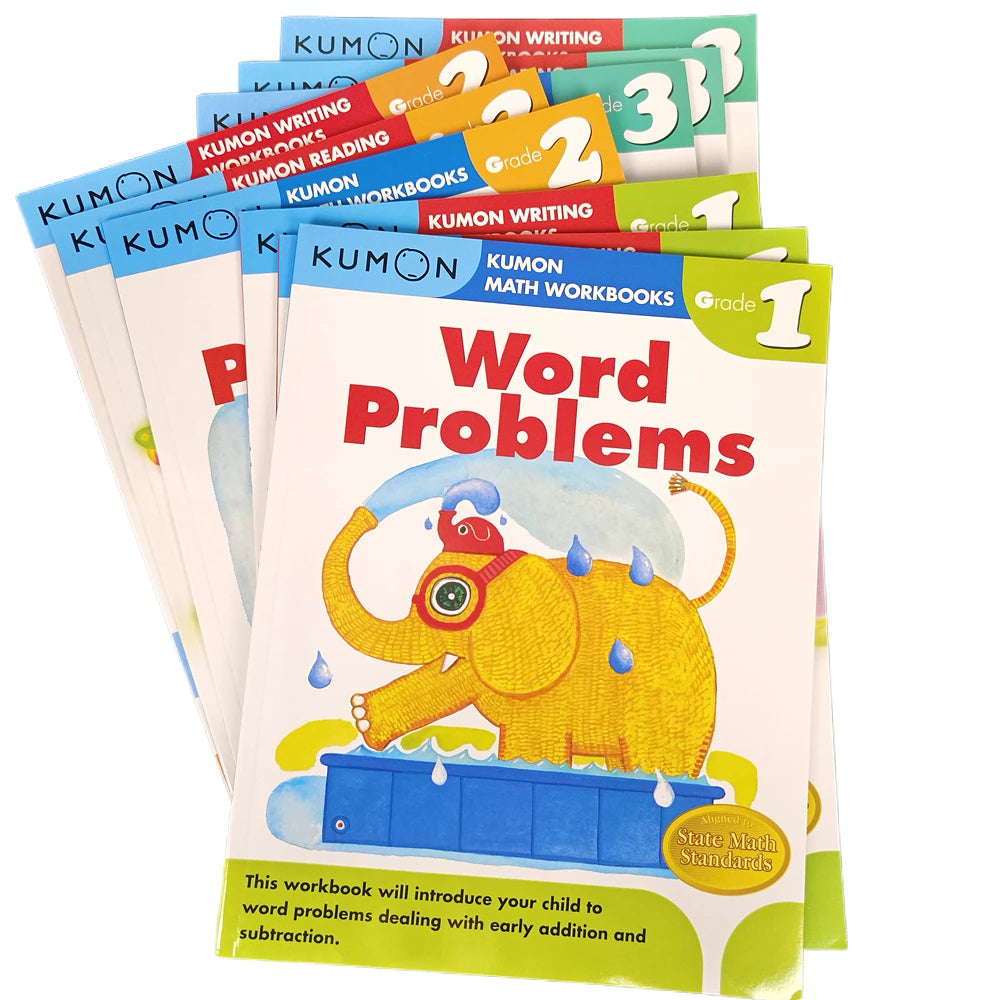 3 Book Kumon Math Workbooks in English Workbook Application Questions For Grade 1-6