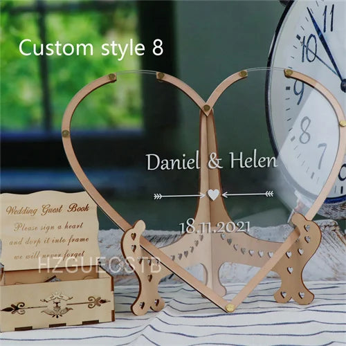 Custom Heart Unique Wedding Guest Book Decoration Memory Personalized Name Drop Box Signature Acrylic Guest Book Alternative
