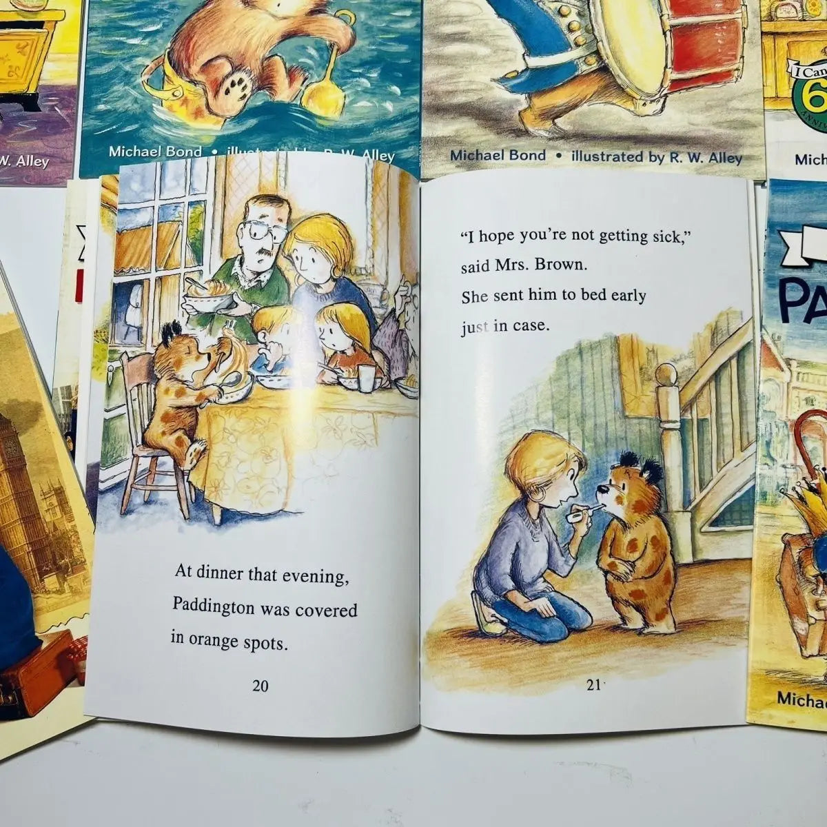 8 Books/set English Picture Book I Can Read Paddington Cartoon Storybook Kids Early Education Children's Learning Book Add Audio