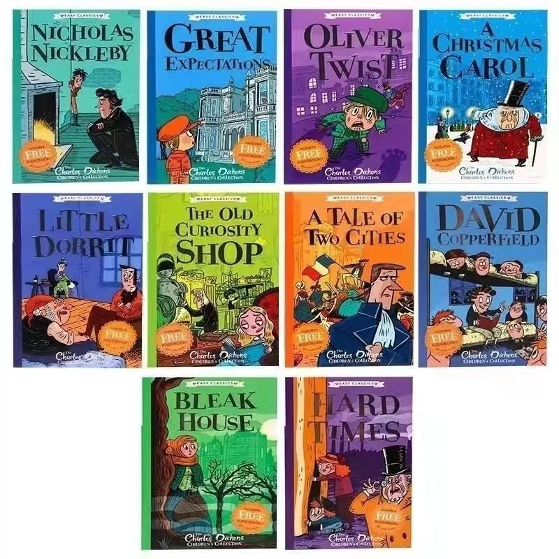 10 Book/set The Charles Dickens English Story Picture Books for Children Learn English Reading Books for 7-10 Year-Old Kids