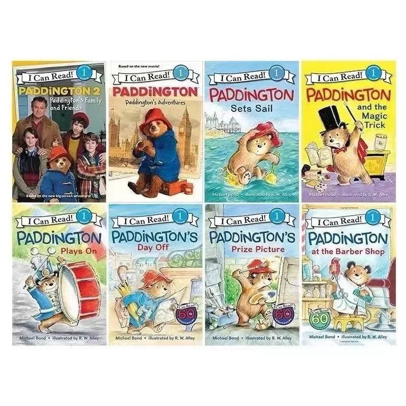 8 Books/set English Picture Book I Can Read Paddington Cartoon Storybook Kids Early Education Children's Learning Book Add Audio