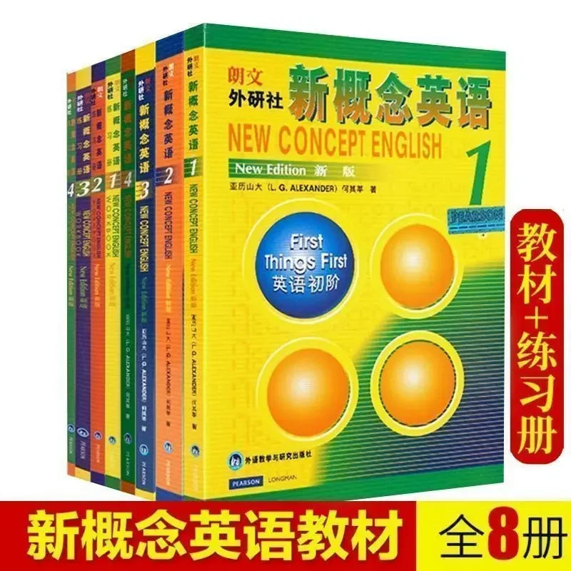 8 Books New Concept English Full Set of 1-4 Textbooks + 1-4 Workbooks Students' Books New Concepts Zero-based Learning English