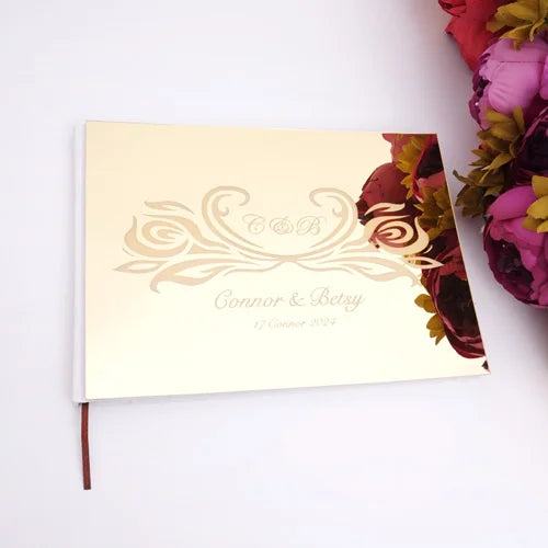 25x18cm Different Styles Personalized Unique Wedding Signature Guest Book Acrylic Mirror Cover Horizontal Book For Party Decor