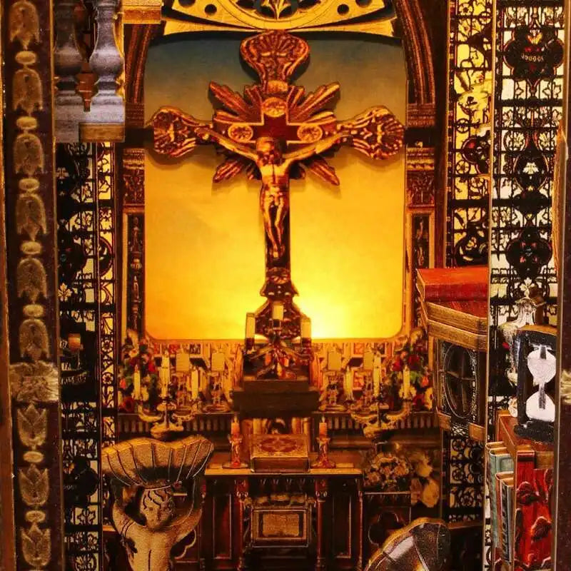 DIY Book Nook Kit Miniature Doll House With LED Light 3D Puzzle Model Building Wooden Bookshelf