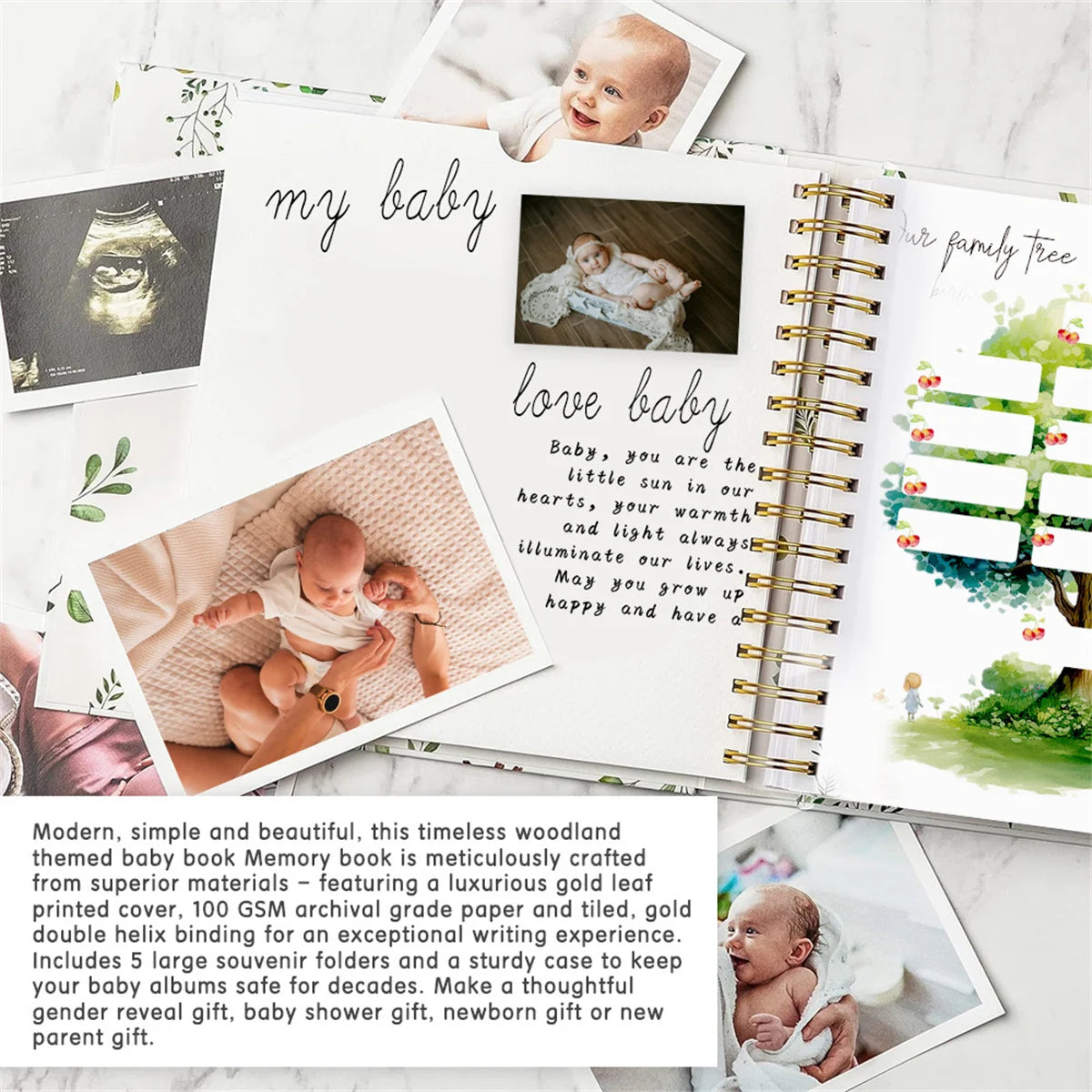 Baby Memory Book Baby Book Keepsake First 5 Years Record Milestones Photos Baby Shower Gift 100 Pages Scrapbook Photo Album