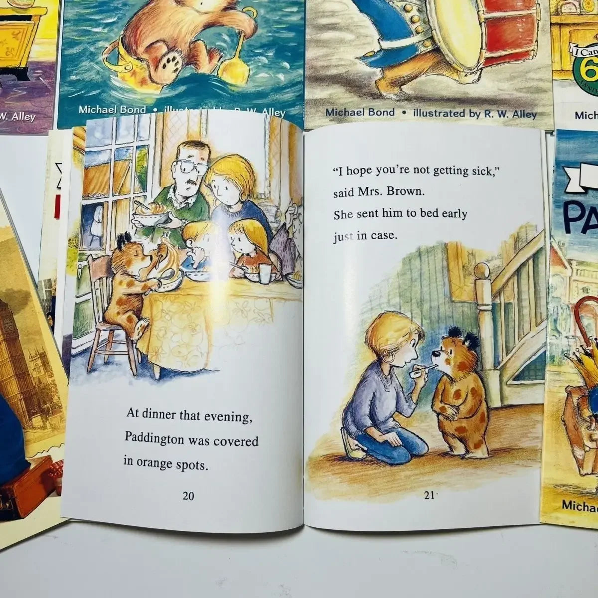 8 Books/set English Picture Book I Can Read Paddington Cartoon Storybook Kids Early Education Children's Learning Book Add Audio
