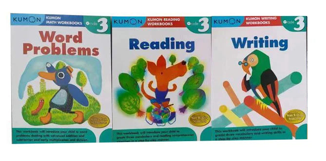 3 Book Kumon Math Workbooks in English Workbook Application Questions For Grade 1-6