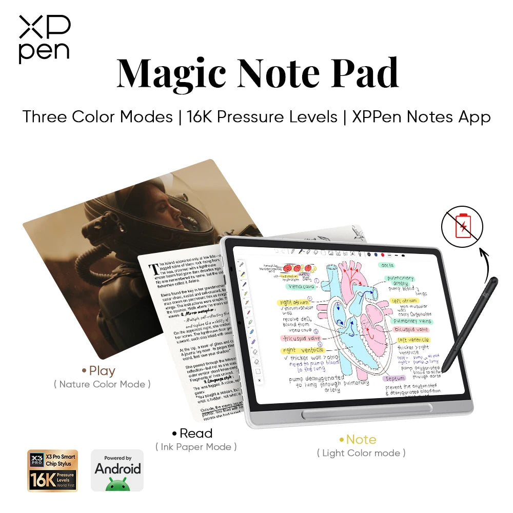 XPPen Magic Note Pad 3-in-1 Color Smart Note Book E-book Reader Android Tablet Ink Paper Light Nature Color 90HZ Refresh Rate