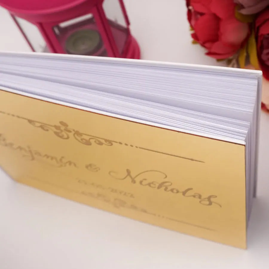 25x18cm Different Styles Personalized Unique Wedding Signature Guest Book Acrylic Mirror Cover Horizontal Book For Party Decor