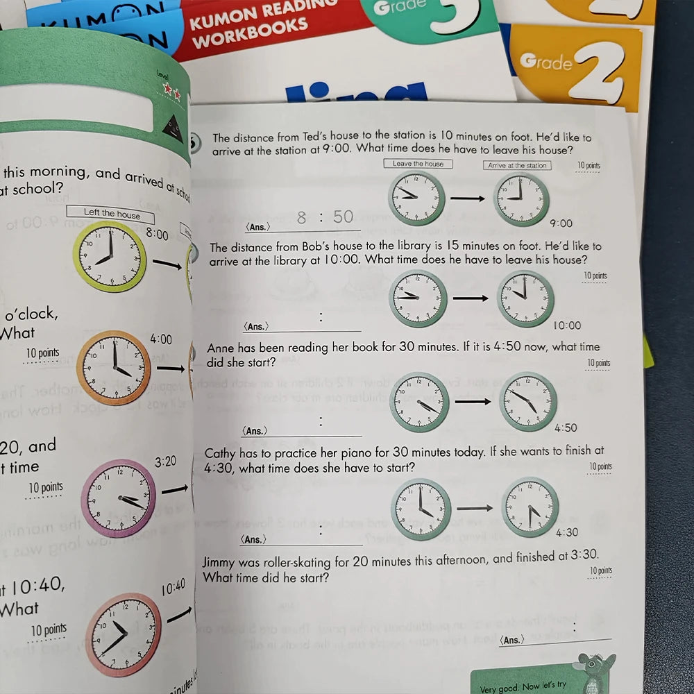 3 Book Kumon Math Workbooks in English Workbook Application Questions For Grade 1-6