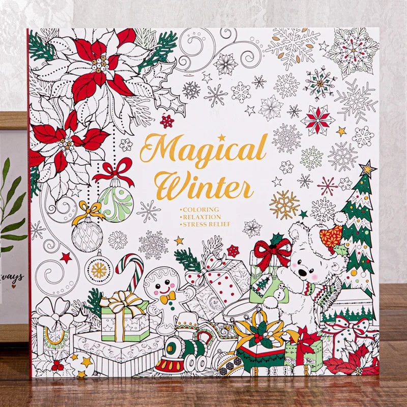 Magical Winter Coloring Book Relaxtion Stress Relief Kill Time Christmas and Winter Theme Graffiti Painting Drawing Book