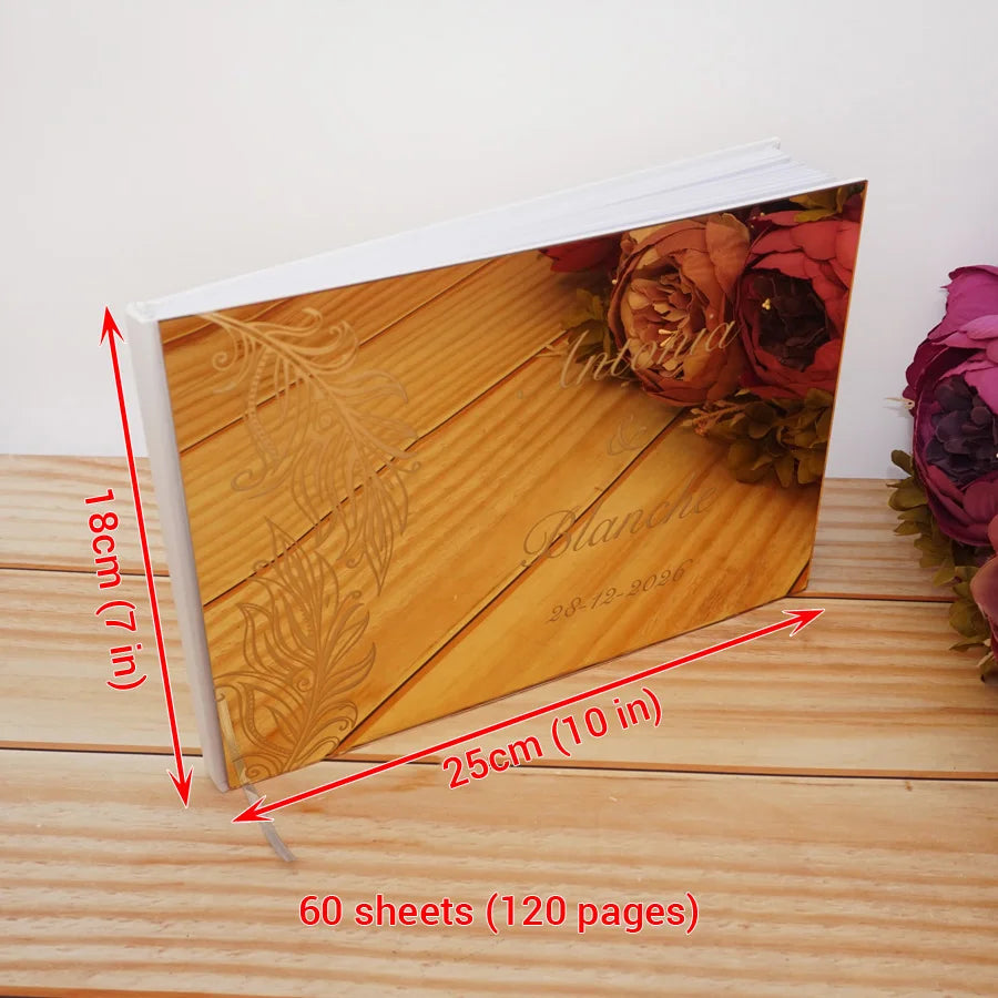 25x18cm Different Styles Personalized Unique Wedding Signature Guest Book Acrylic Mirror Cover Horizontal Book For Party Decor