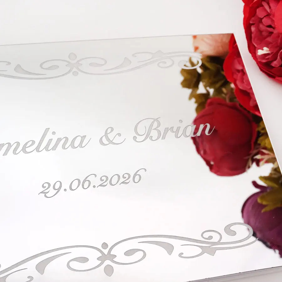 25x18cm Different Styles Personalized Unique Wedding Signature Guest Book Acrylic Mirror Cover Horizontal Book For Party Decor