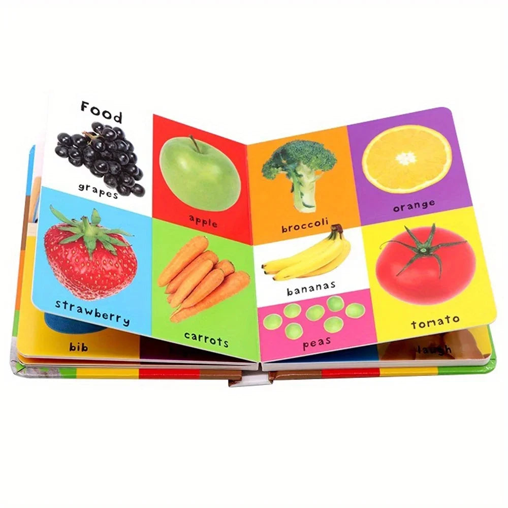First 100 English Words Cardboard Book Language Learning Aids Vocabulary Building Bedtime Reading Learn to Read for Preschool