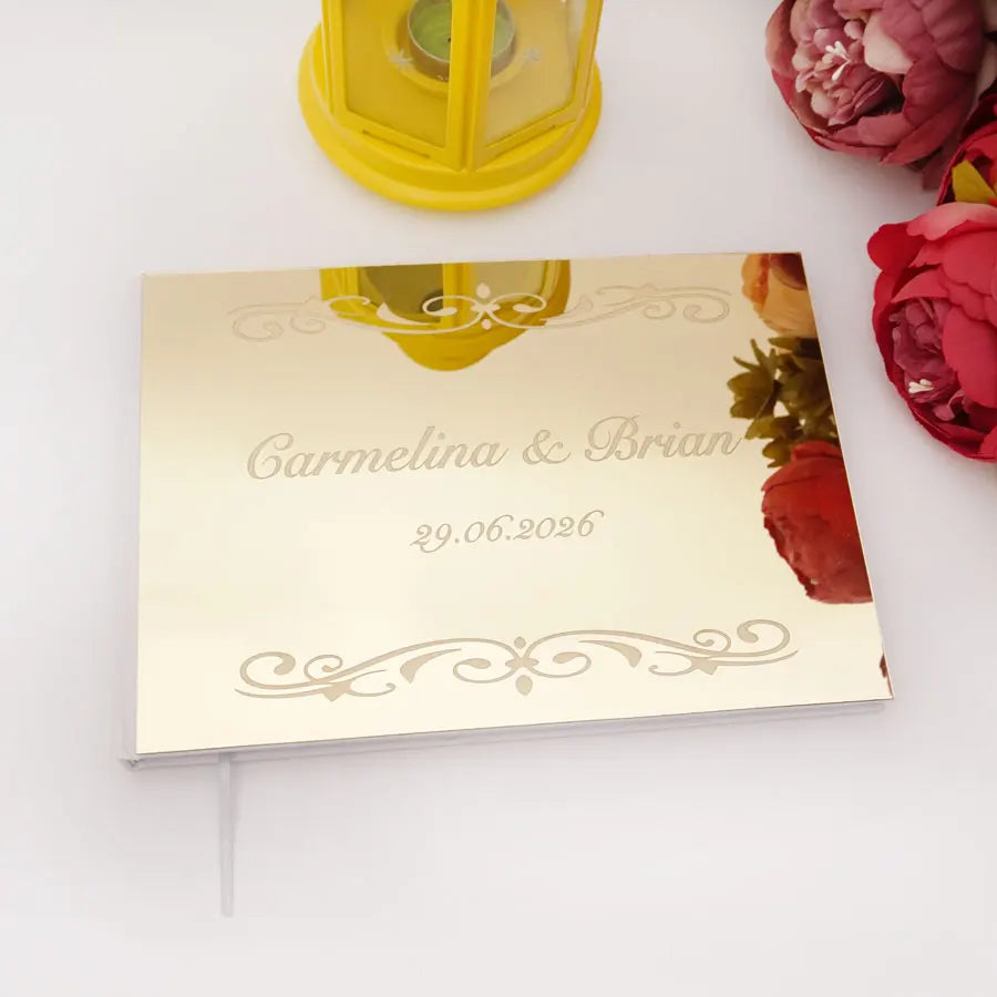 25x18cm Different Styles Personalized Unique Wedding Signature Guest Book Acrylic Mirror Cover Horizontal Book For Party Decor