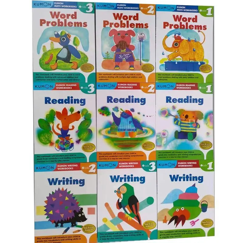 3 Book Kumon Math Workbooks in English Workbook Application Questions For Grade 1-6