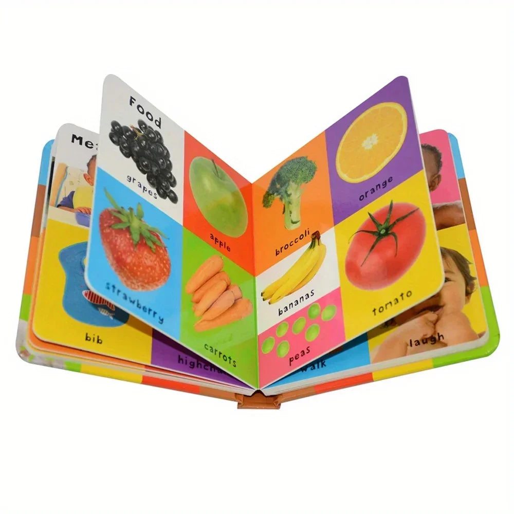 First 100 English Words Cardboard Book Language Learning Aids Vocabulary Building Bedtime Reading Learn to Read for Preschool