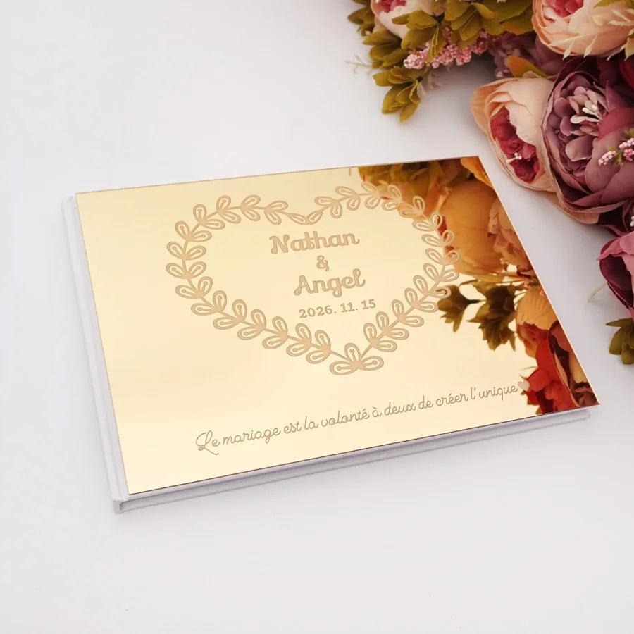 25x18cm Different Styles Personalized Unique Wedding Signature Guest Book Acrylic Mirror Cover Horizontal Book For Party Decor