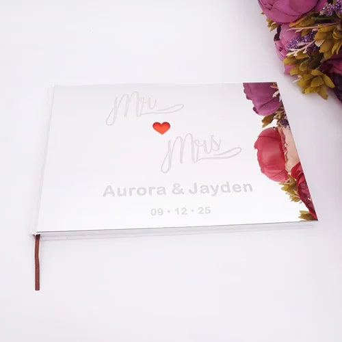 25x18cm Different Styles Personalized Unique Wedding Signature Guest Book Acrylic Mirror Cover Horizontal Book For Party Decor