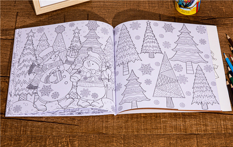 Magical Winter Coloring Book Relaxtion Stress Relief Kill Time Christmas and Winter Theme Graffiti Painting Drawing Book