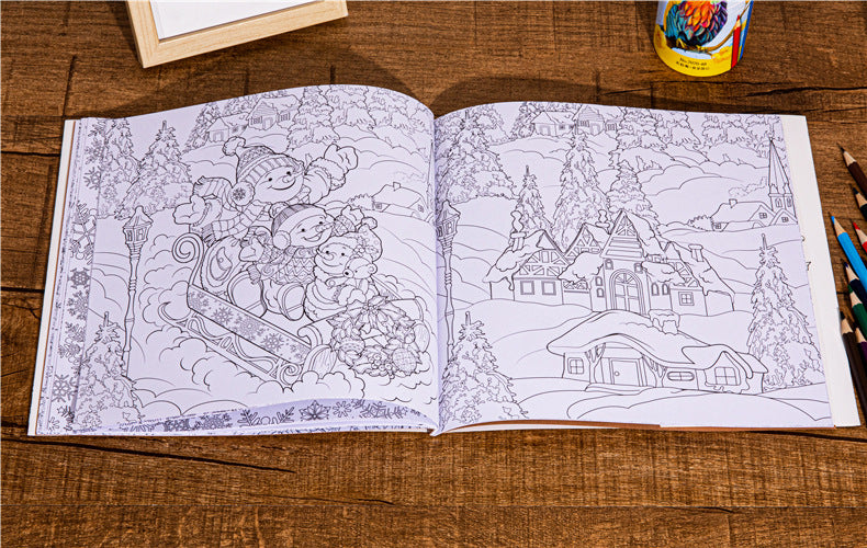 Magical Winter Coloring Book Relaxtion Stress Relief Kill Time Christmas and Winter Theme Graffiti Painting Drawing Book