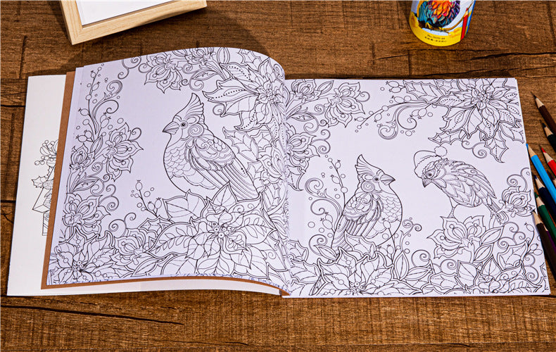 Magical Winter Coloring Book Relaxtion Stress Relief Kill Time Christmas and Winter Theme Graffiti Painting Drawing Book