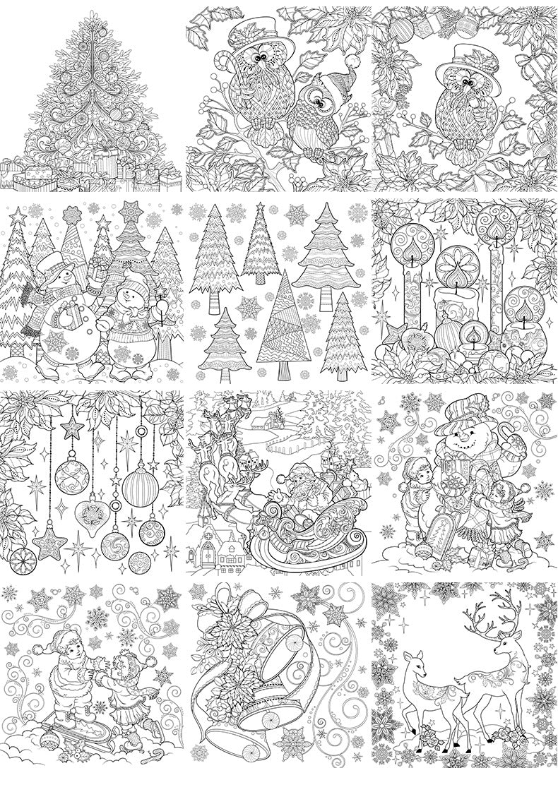 Magical Winter Coloring Book Relaxtion Stress Relief Kill Time Christmas and Winter Theme Graffiti Painting Drawing Book