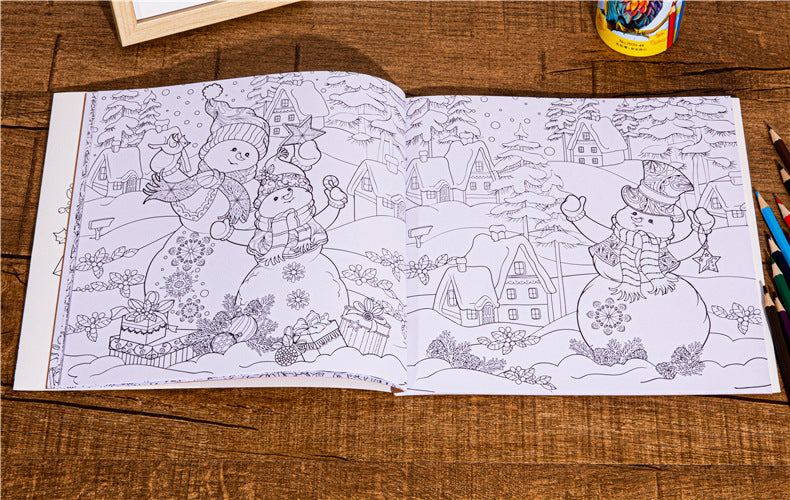 Magical Winter Coloring Book Relaxtion Stress Relief Kill Time Christmas and Winter Theme Graffiti Painting Drawing Book