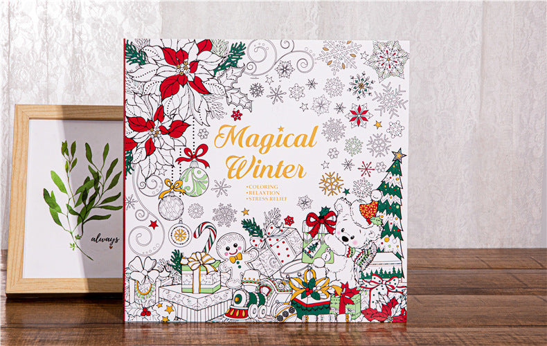 Magical Winter Coloring Book Relaxtion Stress Relief Kill Time Christmas and Winter Theme Graffiti Painting Drawing Book