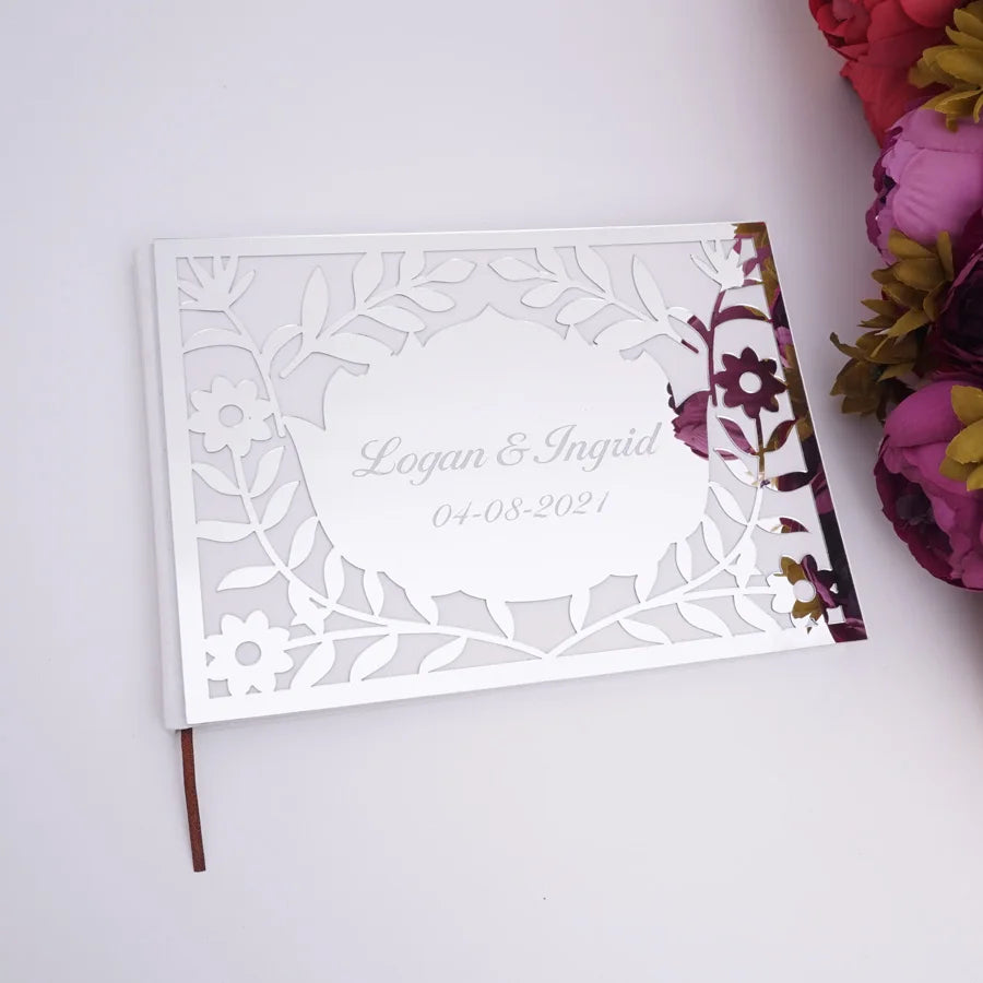 25x18cm Different Styles Personalized Unique Wedding Signature Guest Book Acrylic Mirror Cover Horizontal Book For Party Decor