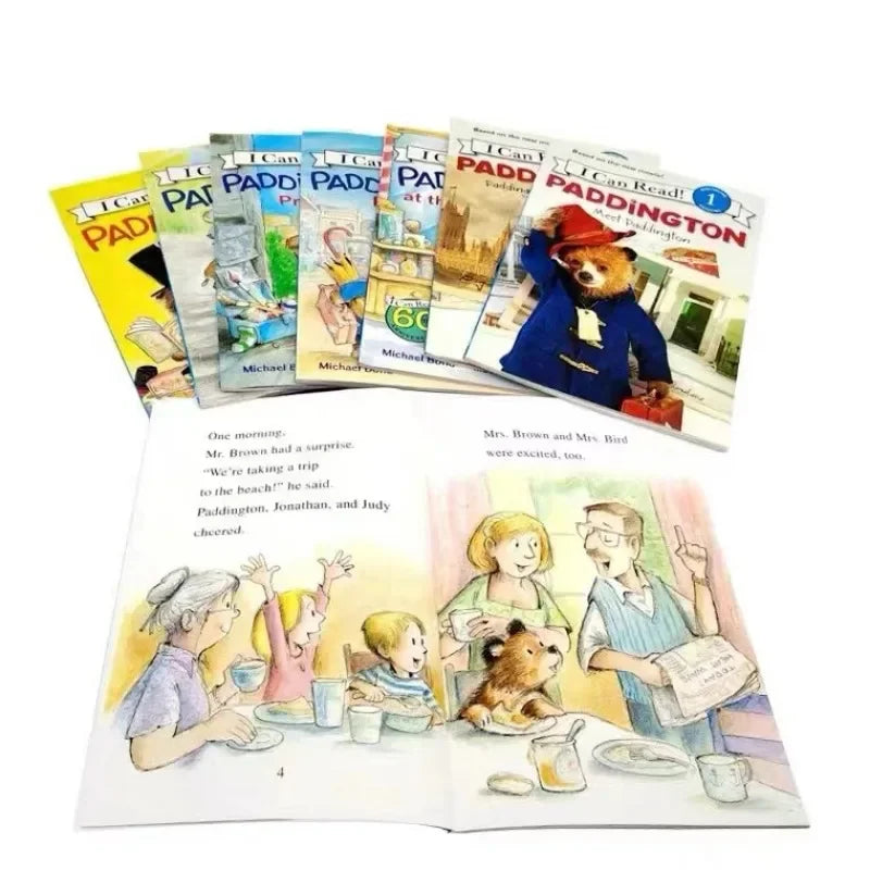 8 Books/set English Picture Book I Can Read Paddington Cartoon Storybook Kids Early Education Children's Learning Book Add Audio