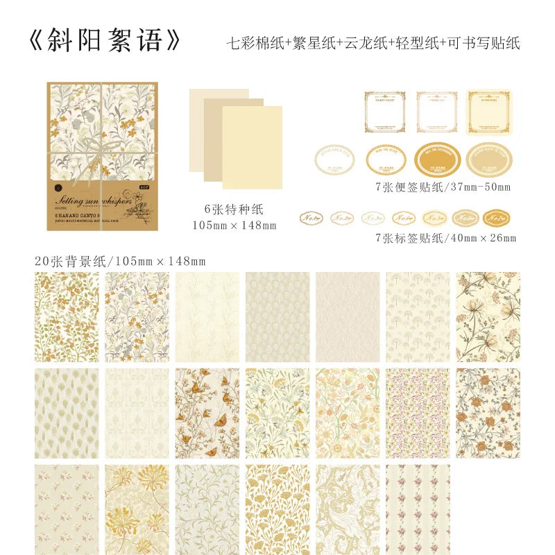 Floral Handmade Paper Mix Material Junk Journal Planner Scrapbooking Vintage Decorative Collage DIY Craft Background Paper